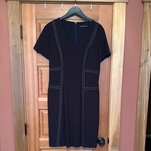 Brooks brothers dark blue Midi Dress with White Accents